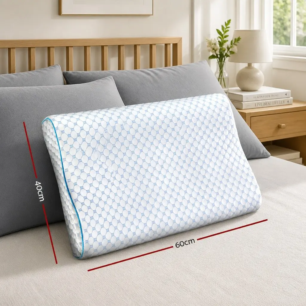 Memory Foam Contour Pillow Head Neck Support 60cm x 40cm White