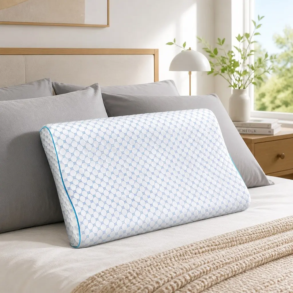 Memory Foam Contour Pillow Head Neck Support 60cm x 40cm White