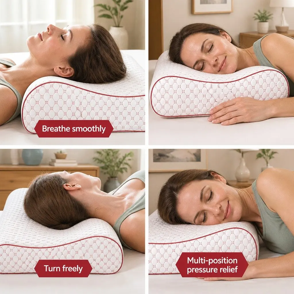 Memory Foam Contour Pillow Head Neck Support 60cm x 40cm White