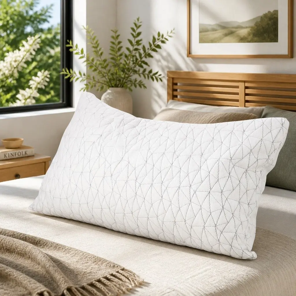 Memory Foam Pillow Neck and Shoulder Support King Size Twin Pack White Gel-Infused Shredded Foam