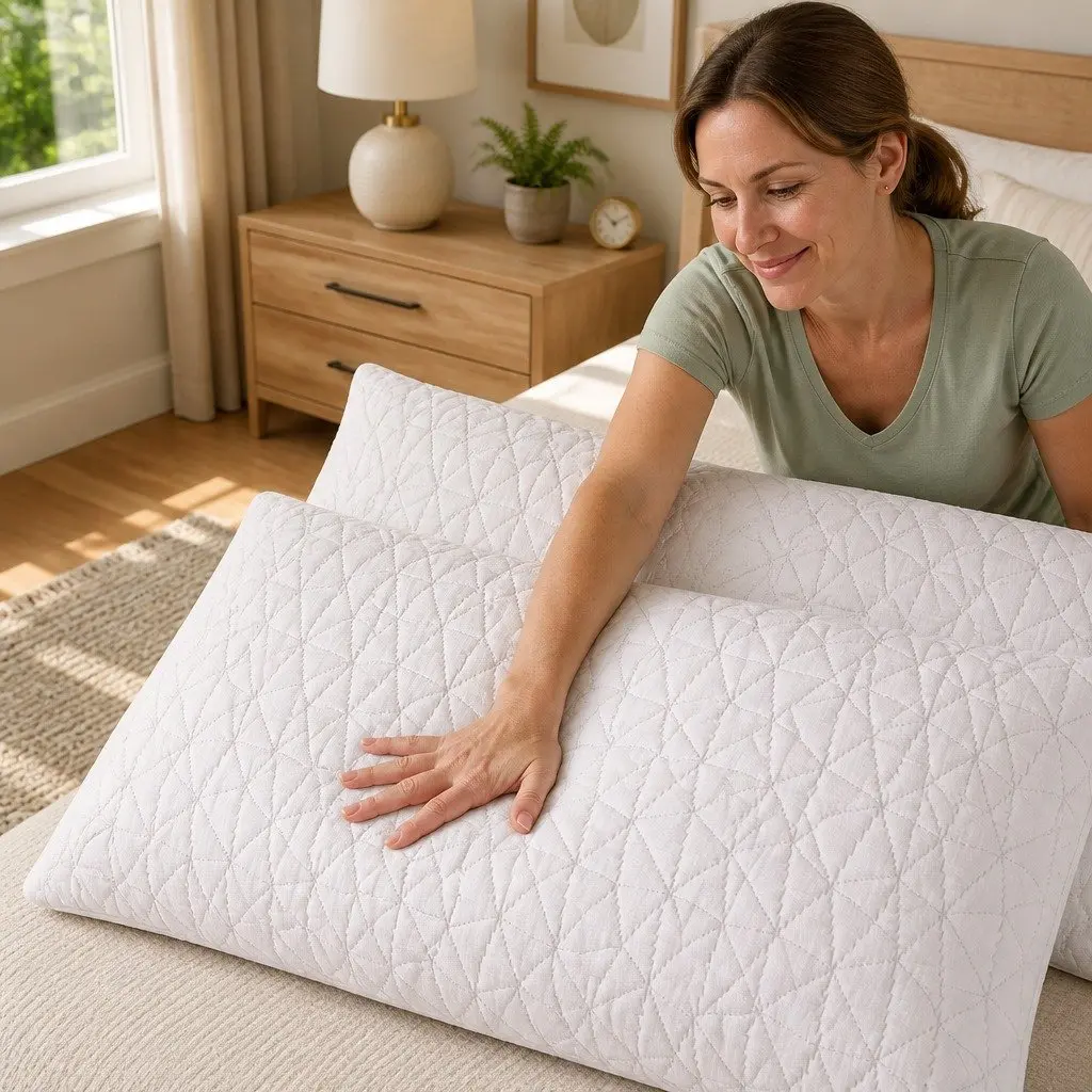 Memory Foam Pillow Neck and Shoulder Support King Size Twin Pack White Gel-Infused Shredded Foam