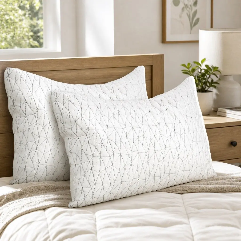 Memory Foam Pillow Gel-Infused Sleep Support Standard Size Twin Pack White