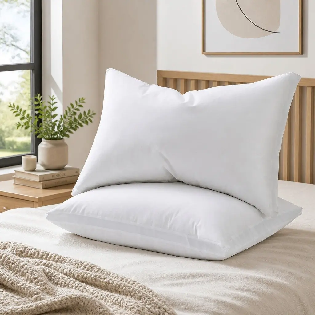 Shredded Memory Foam Pillow Adjustable Loft White Dual Layer Cotton Cover
