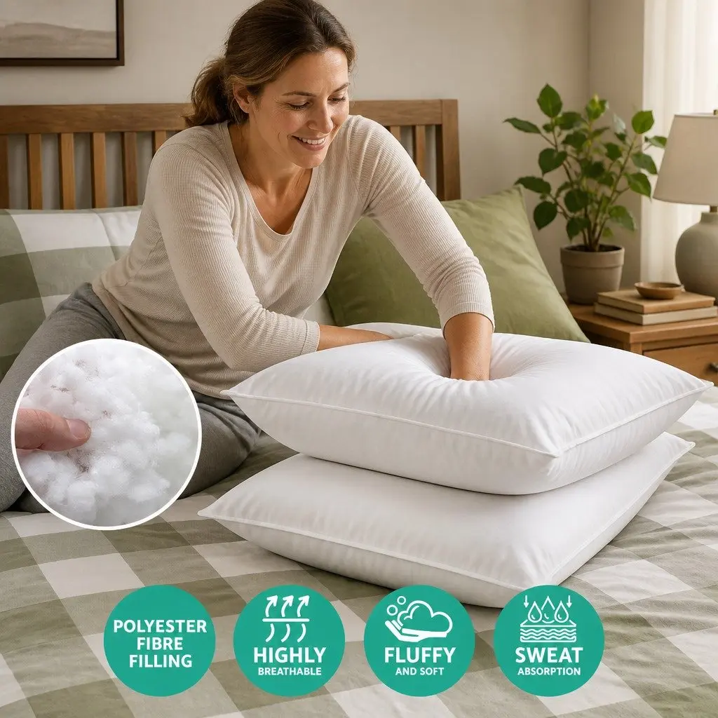 King Size Bed Pillows Medium Firm 50x90cm White 4 Pack