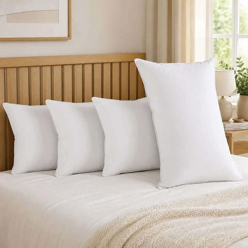 King Size Bed Pillows Medium Firm 50x90cm White 4 Pack