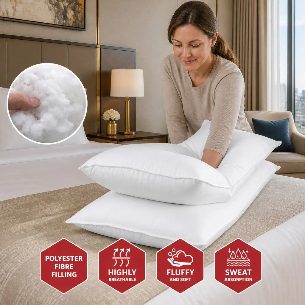 Bed Pillow Set 4 Pack Standard 48x73cm Firm Medium Pillows