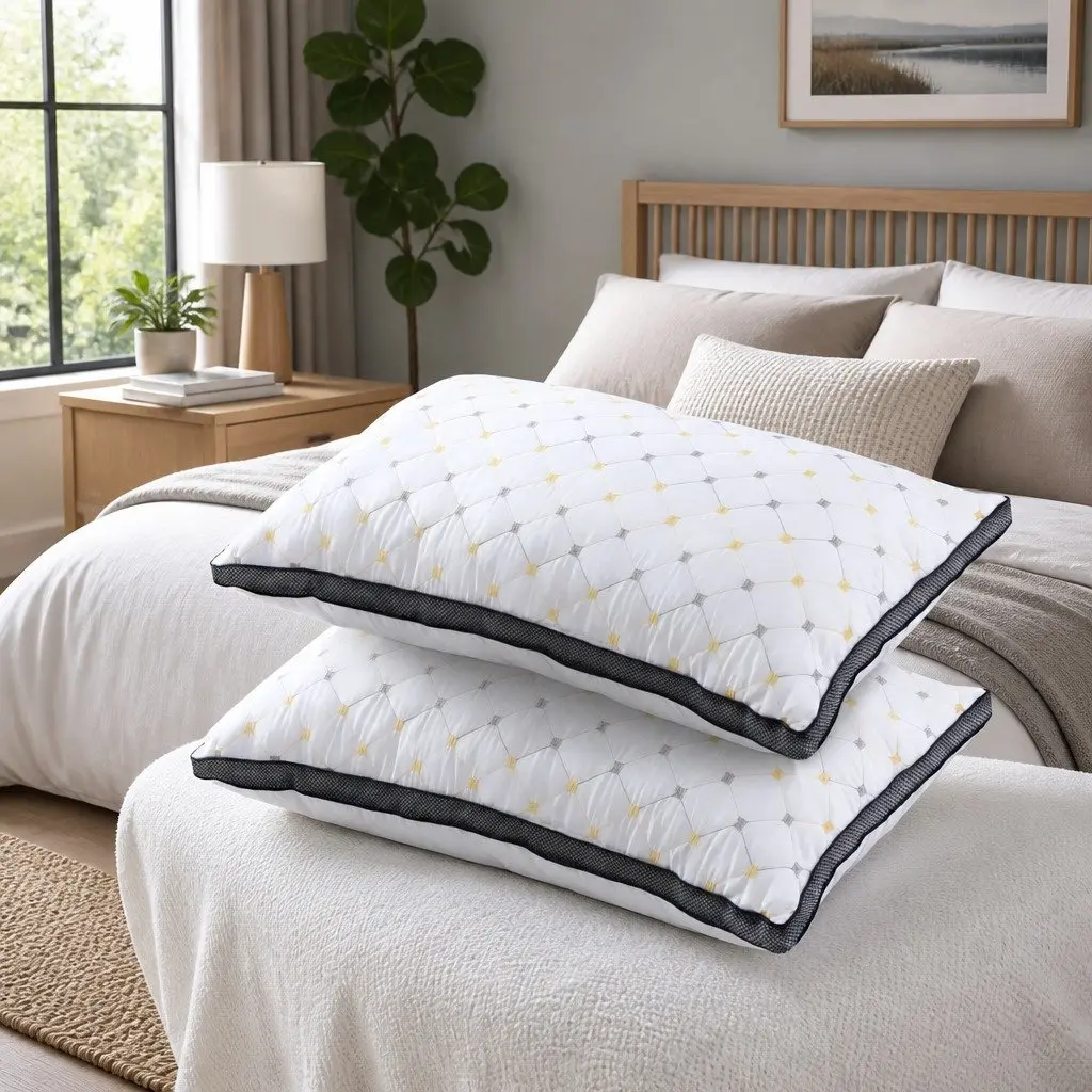 Microfibre Pillow Bedroom Comfort Support 70 x 45 cm White 2 Pack