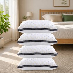 Microfibre Pillows White 4 Pack Soft Filling Support All Sleep Positions Bedroom