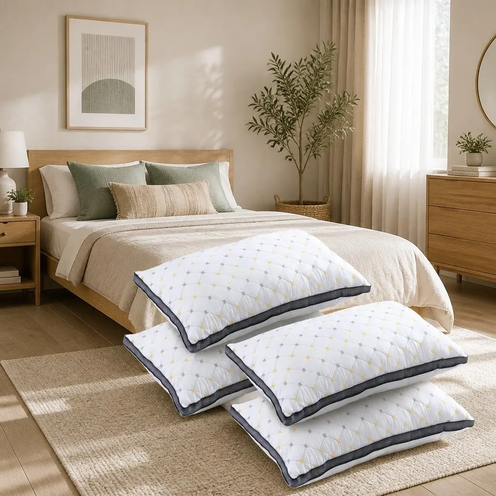 Microfibre Pillows Soft Filling Support 70 x 45 x 25cm White 4 Pack