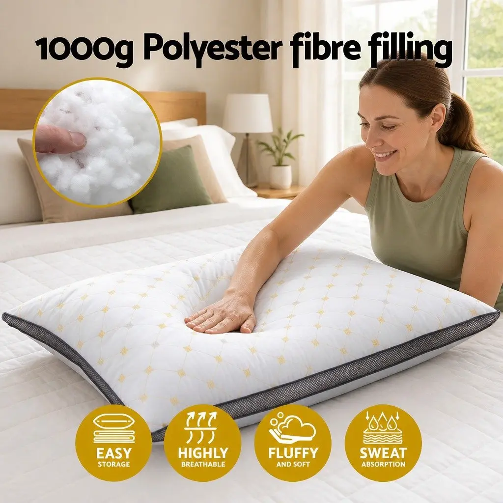 Microfibre Pillows Soft Filling Support 70 x 45 x 25cm White 4 Pack