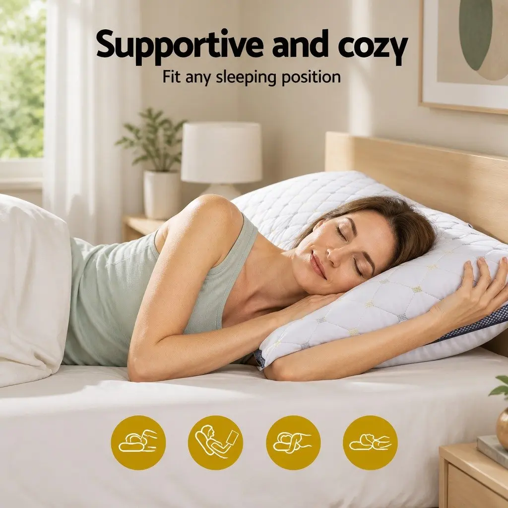 Microfibre Pillows Soft Filling Support 70 x 45 x 25cm White 4 Pack