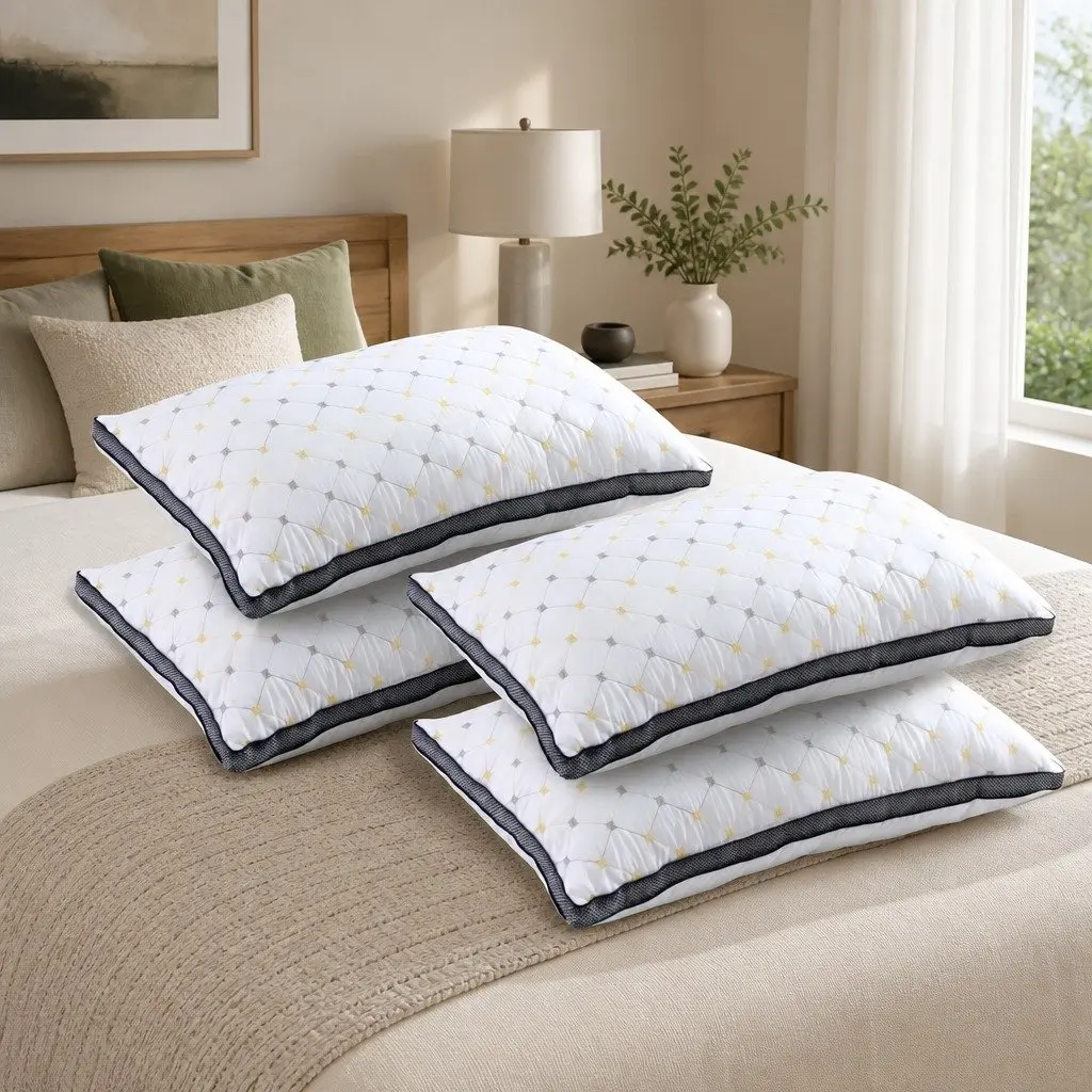 Microfibre Pillows Soft Filling Support 70 x 45 x 25cm White 4 Pack