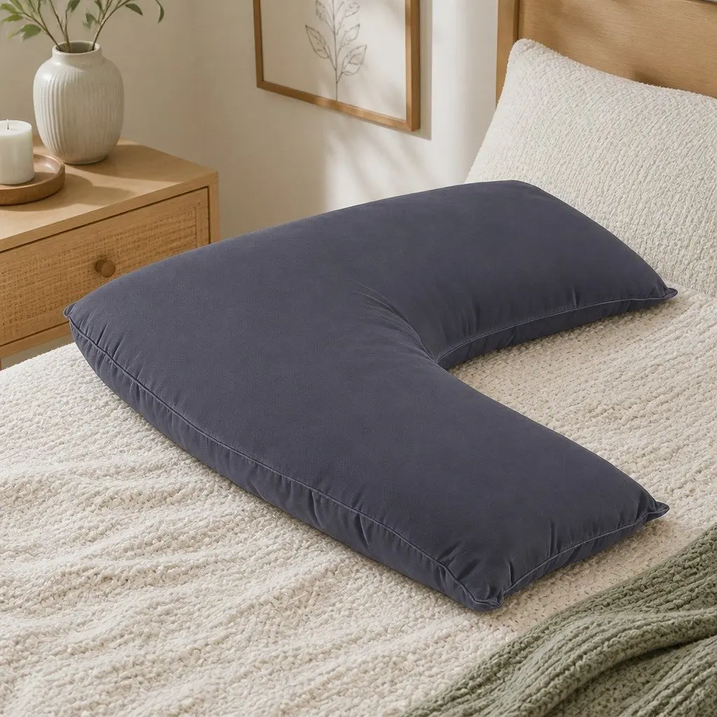 V-Shape Body Pillow Boomerang Nursing Pregnancy Support Cushion Grey