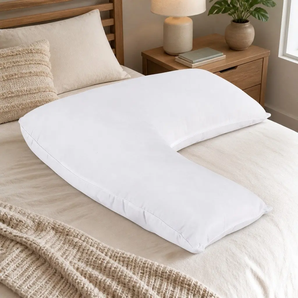 V Shape Body Pillow Nursing Cushion Support 58x35x18cm White