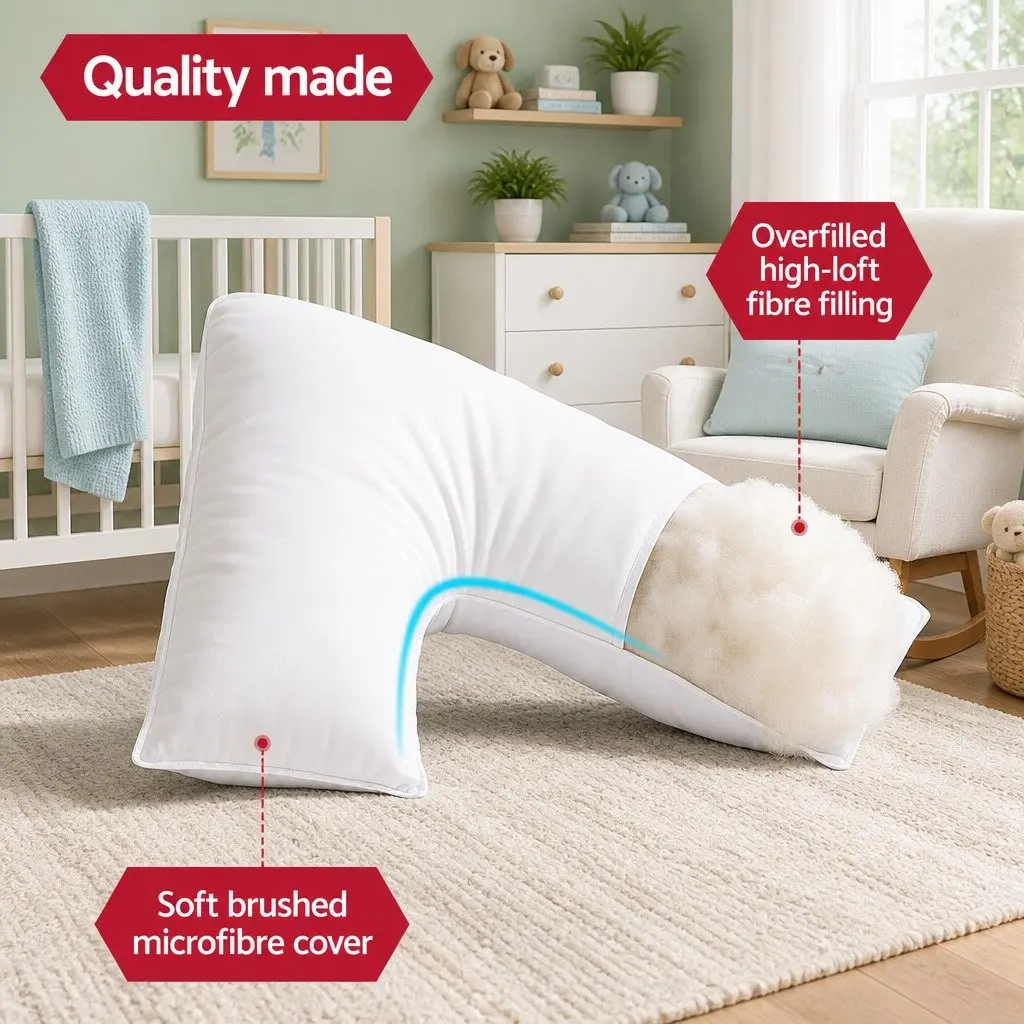 V Shape Body Pillow Nursing Cushion Support 58x35x18cm White
