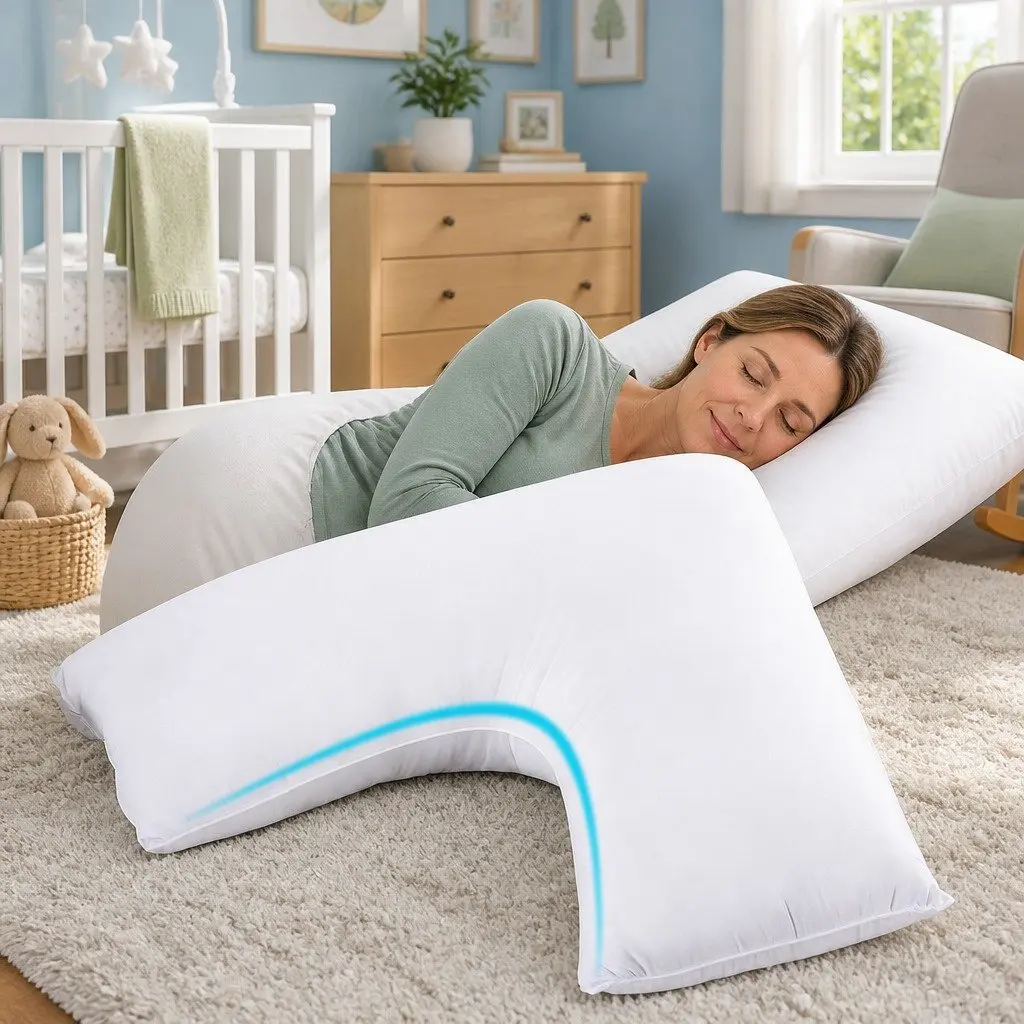 V Shape Body Pillow Nursing Cushion Support 58x35x18cm White