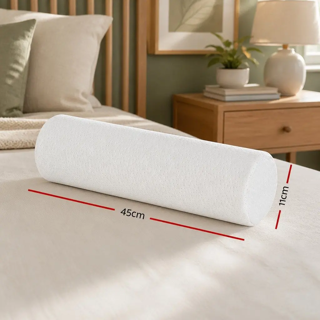 Memory Foam Neck Roll Pillow Body Support 45cm White