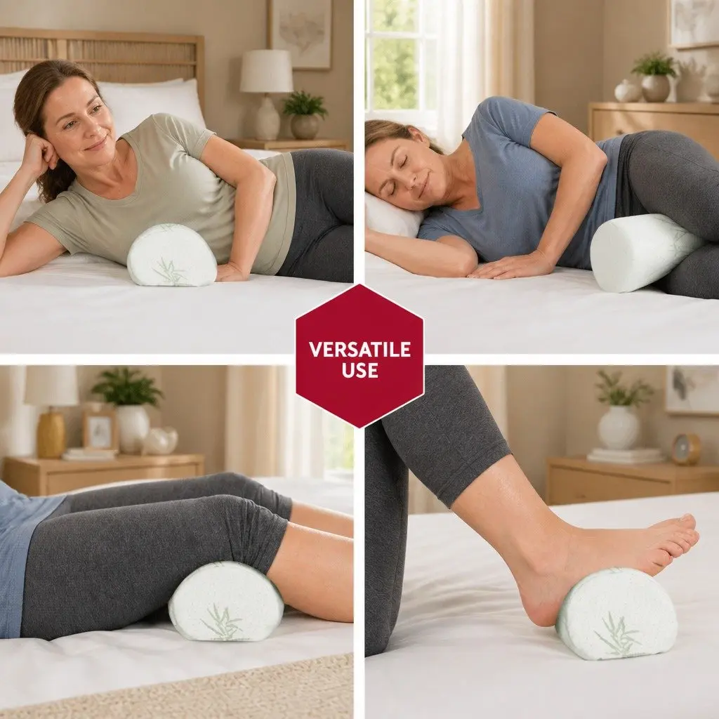 Memory Foam Neck Roll Pillow Body Support 45cm White