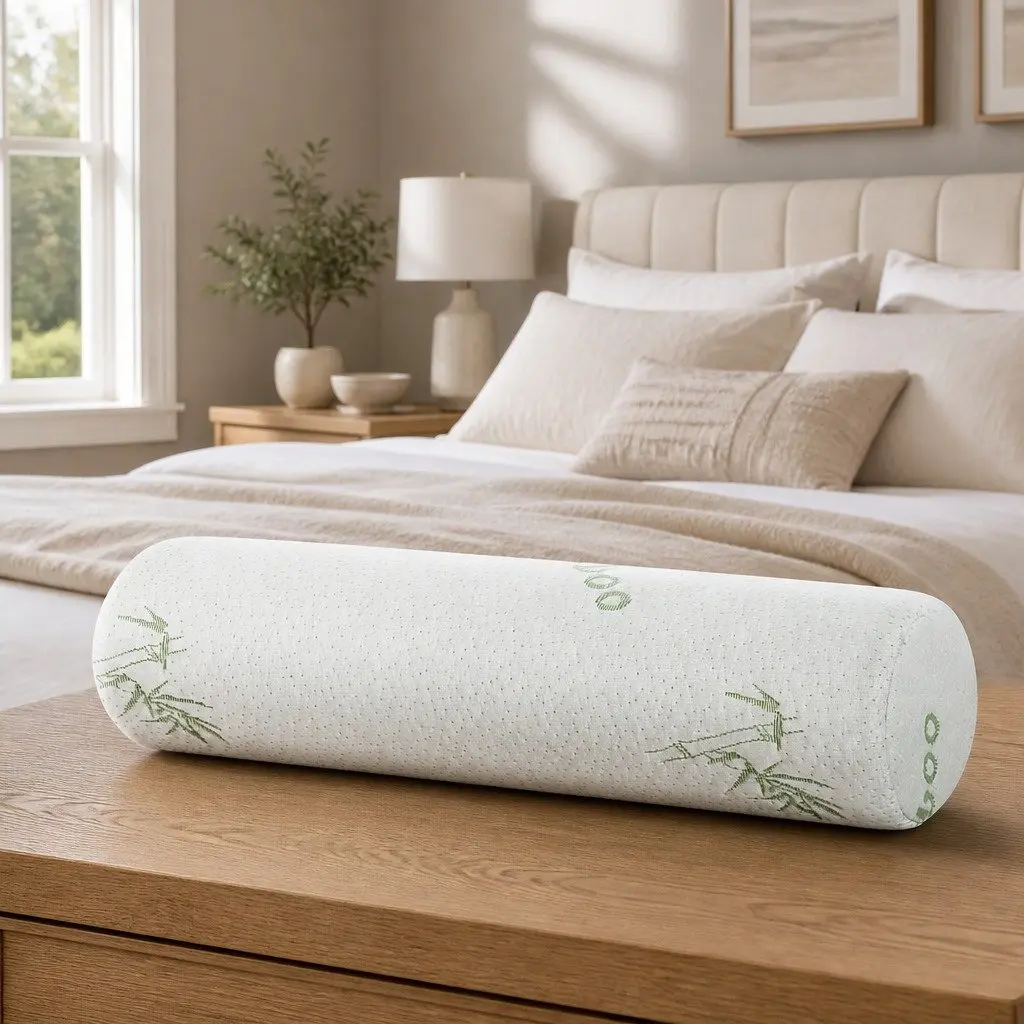 Memory Foam Neck Roll Pillow Body Support 45cm White