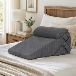 Adjustable Wedge Pillow Grey Multi-Piece Support Back Neck Leg Comfort Pillow