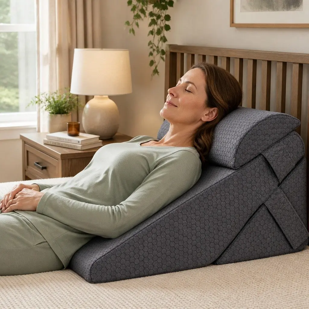 Adjustable Wedge Pillow Multi-Piece Support Back Neck Leg Comfort Grey 56 x 57 x 30 cm