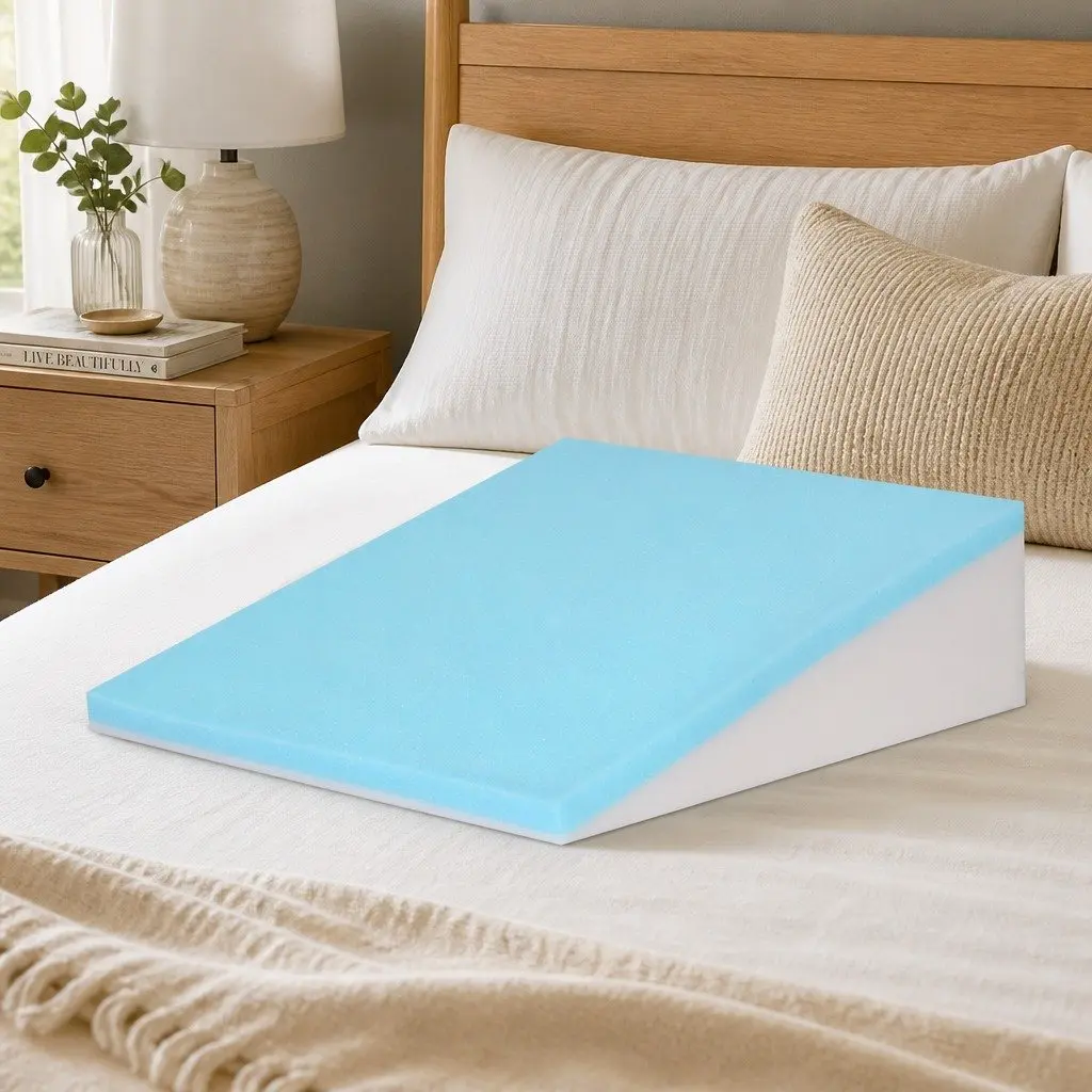 Wedge Pillow Ergonomic Support 61 x 62 x 20cm White Bamboo Cover