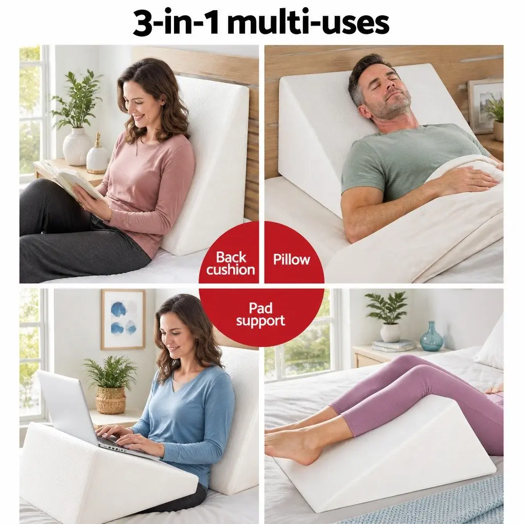 Wedge Pillow Twin Pack Memory Foam Back Support Elevating Bed Cushion