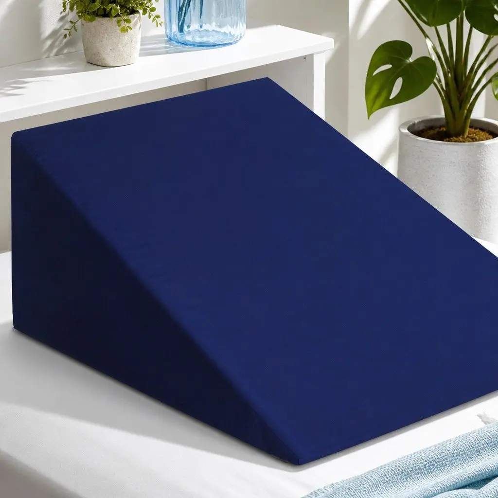 Wedge Pillow Support Cushion Blue Twin Pack Memory Foam Elevation Bed
