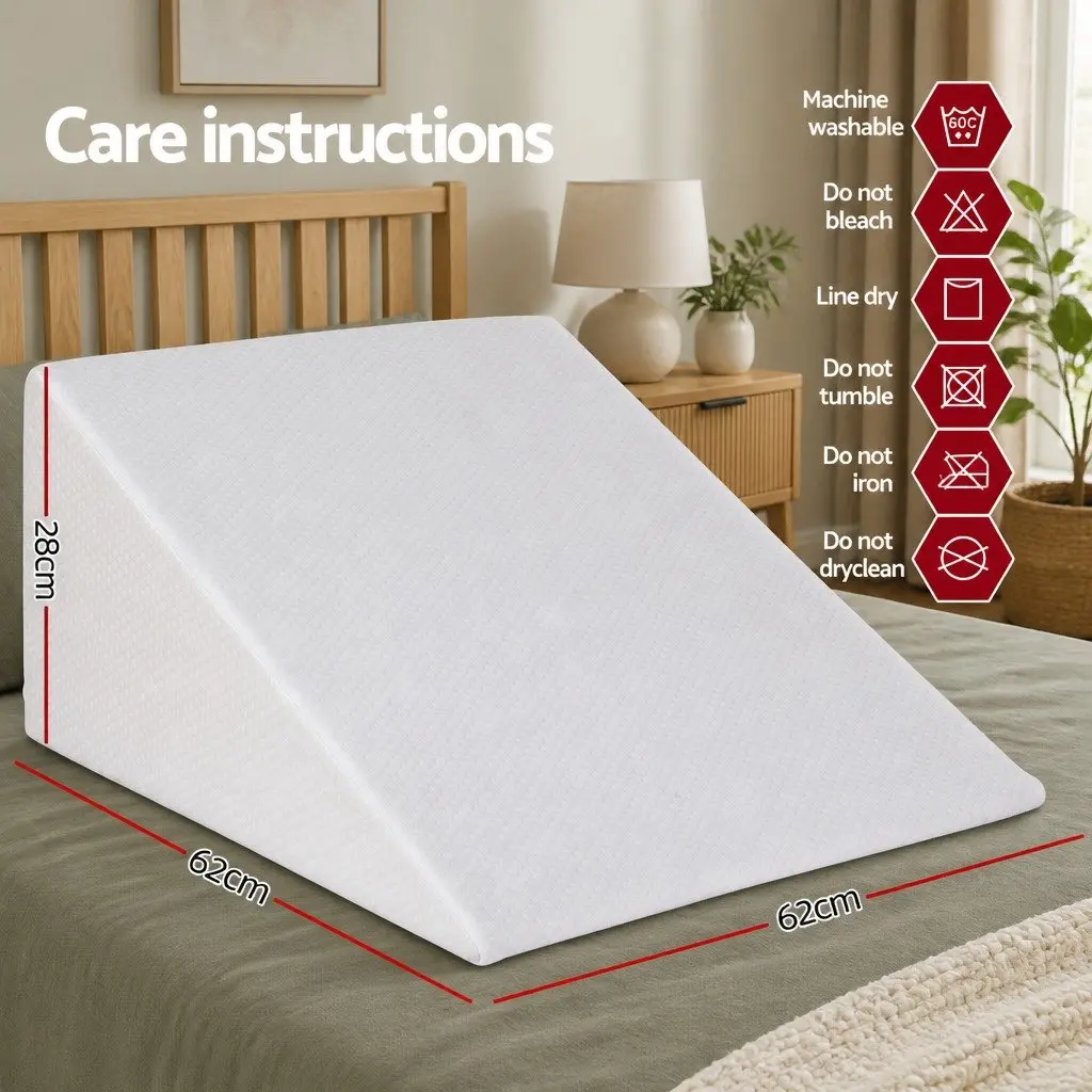 Bed Wedge Support Pillow Upper Body Leg Elevation Back Support Cushion 62 x 62 x 28 cm Beige
