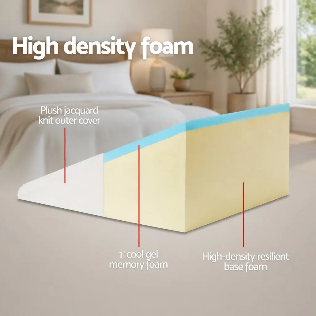Bed Wedge Support Pillow Upper Body Leg Elevation Back Support Cushion 62 x 62 x 28 cm Beige