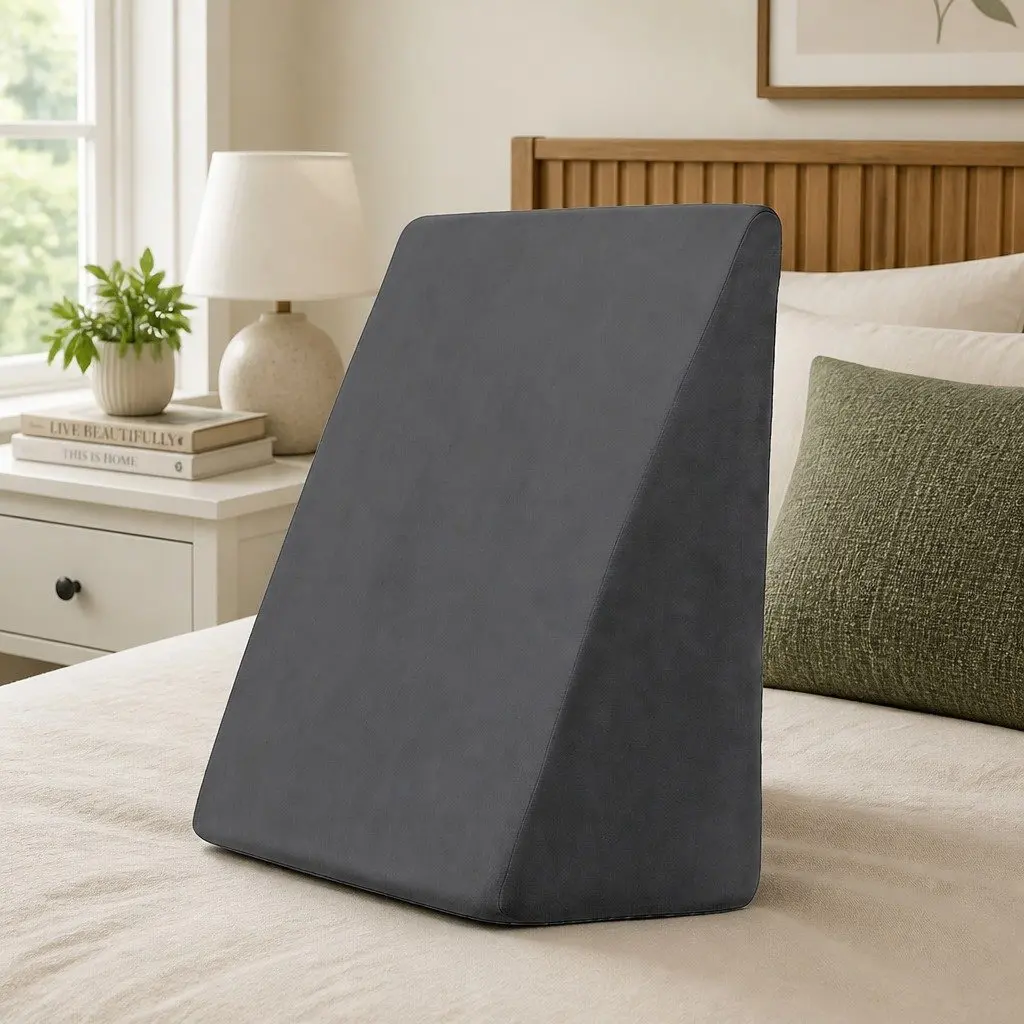 Wedge Pillow Ergonomic Support Elevated Sleeping Reading 62 x 30 x 62 cm Grey
