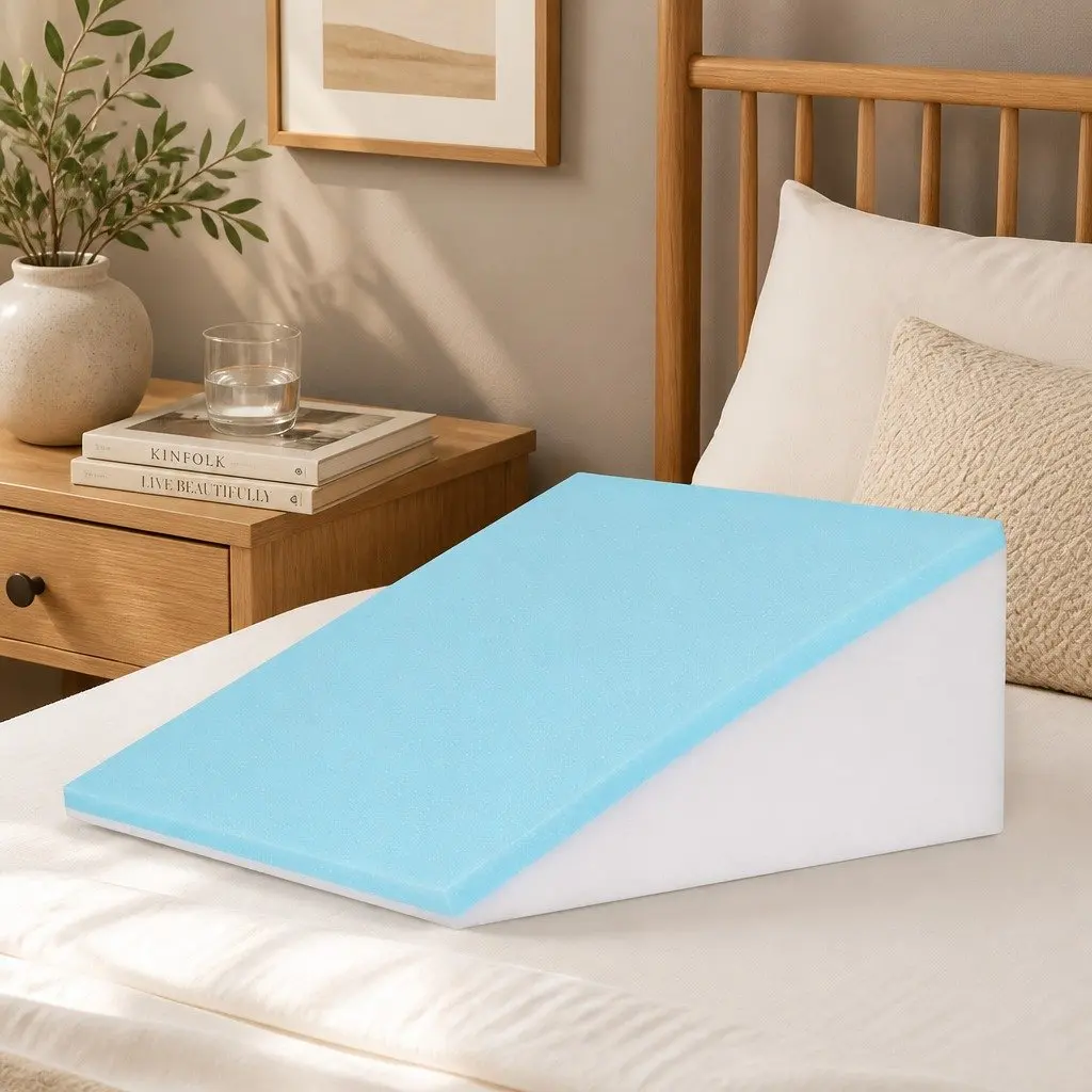 Wedge Pillow Ergonomic Support Elevated Sleeping Reading 62 x 30 x 62 cm Grey