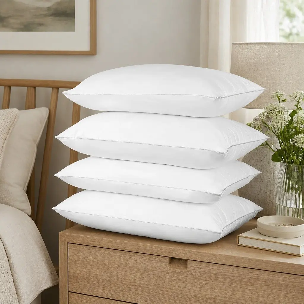 Pillows 4 Pack Set Medium Firm Firm Polyester Cotton Bed Home Hotel Sleep