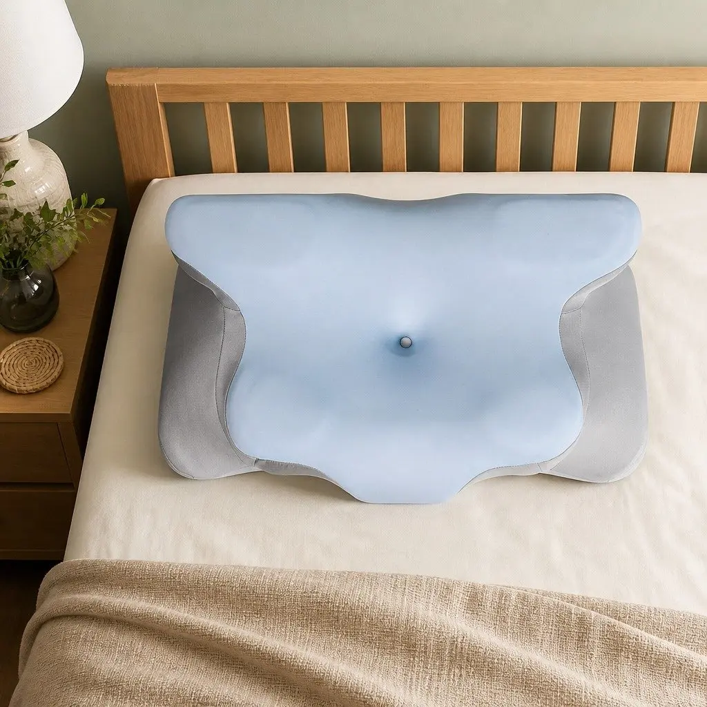 Ergonomic Neck Support Contour Pillow Memory Foam Blue 62cm x 41cm for Side Back Stomach Sleepers
