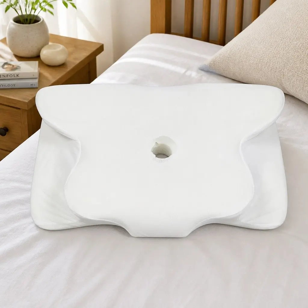 Ergonomic Neck Support Contour Pillow Memory Foam Blue 62cm x 41cm for Side Back Stomach Sleepers
