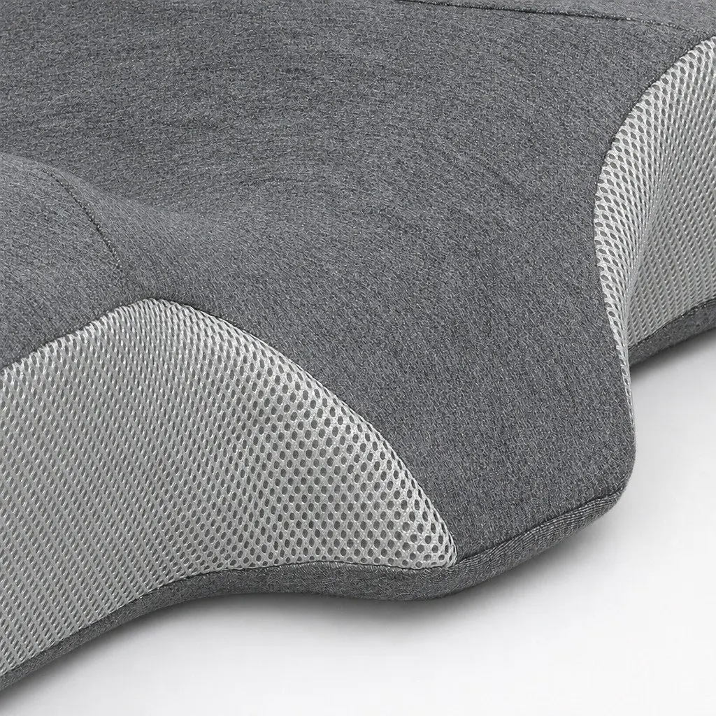 Memory Foam Pillow Neck Support Ergonomic Design Breathable Pillowcase Grey