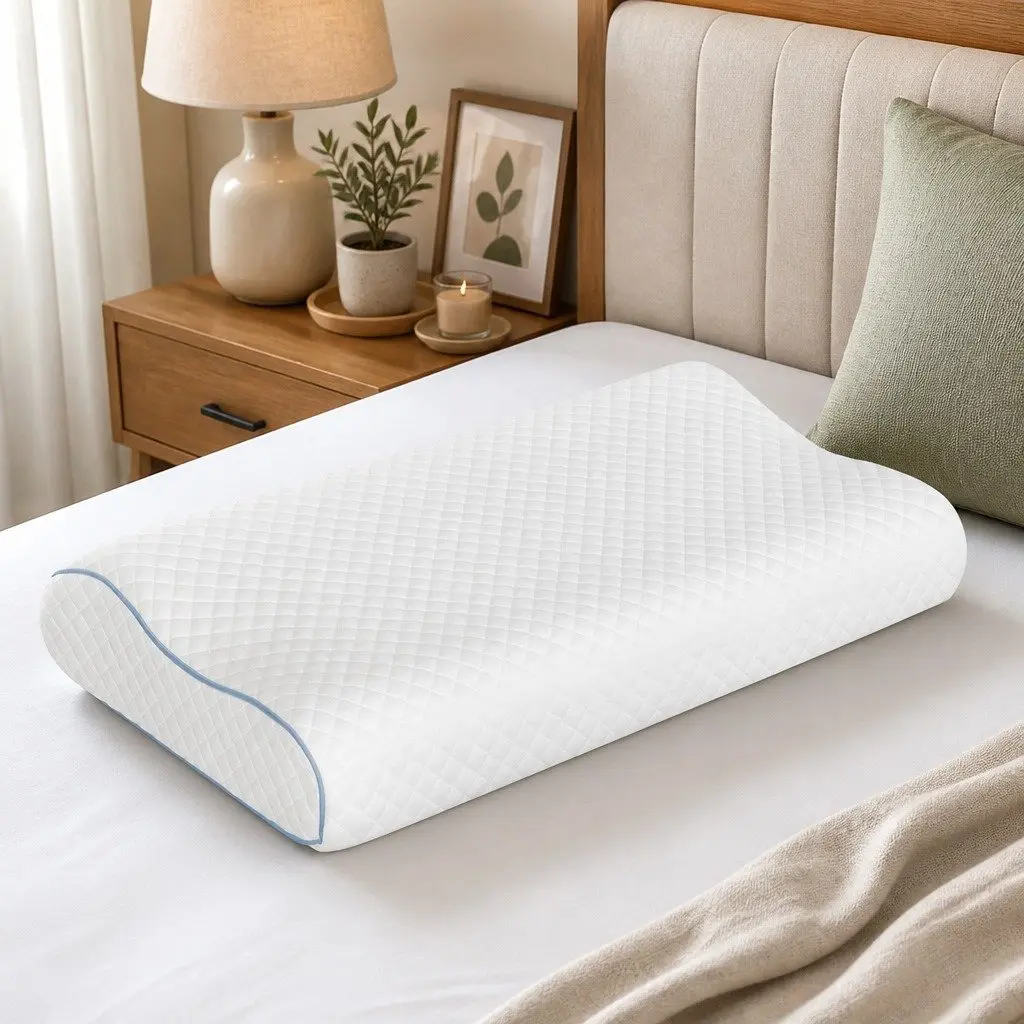 Memory Foam Pillow Pair Ergonomic Neck Shoulder Support 60cm x 35cm White