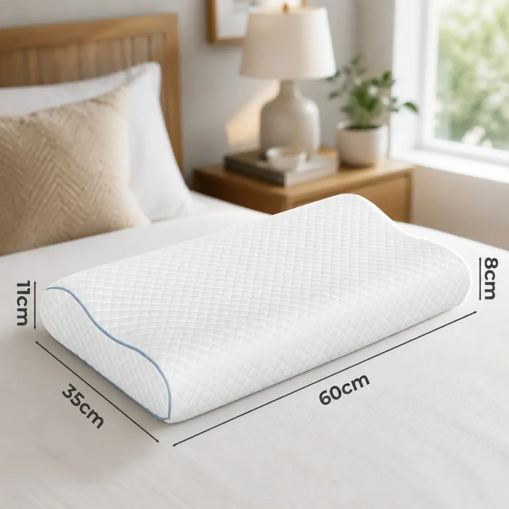 Memory Foam Pillow Pair Ergonomic Neck Shoulder Support 60cm x 35cm White