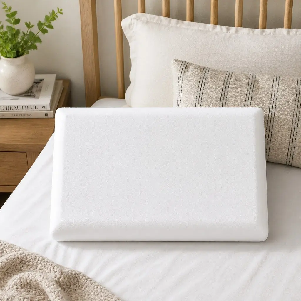 Memory Foam Pillow Neck Shoulder Support Ergonomic 60cm x 40cm White