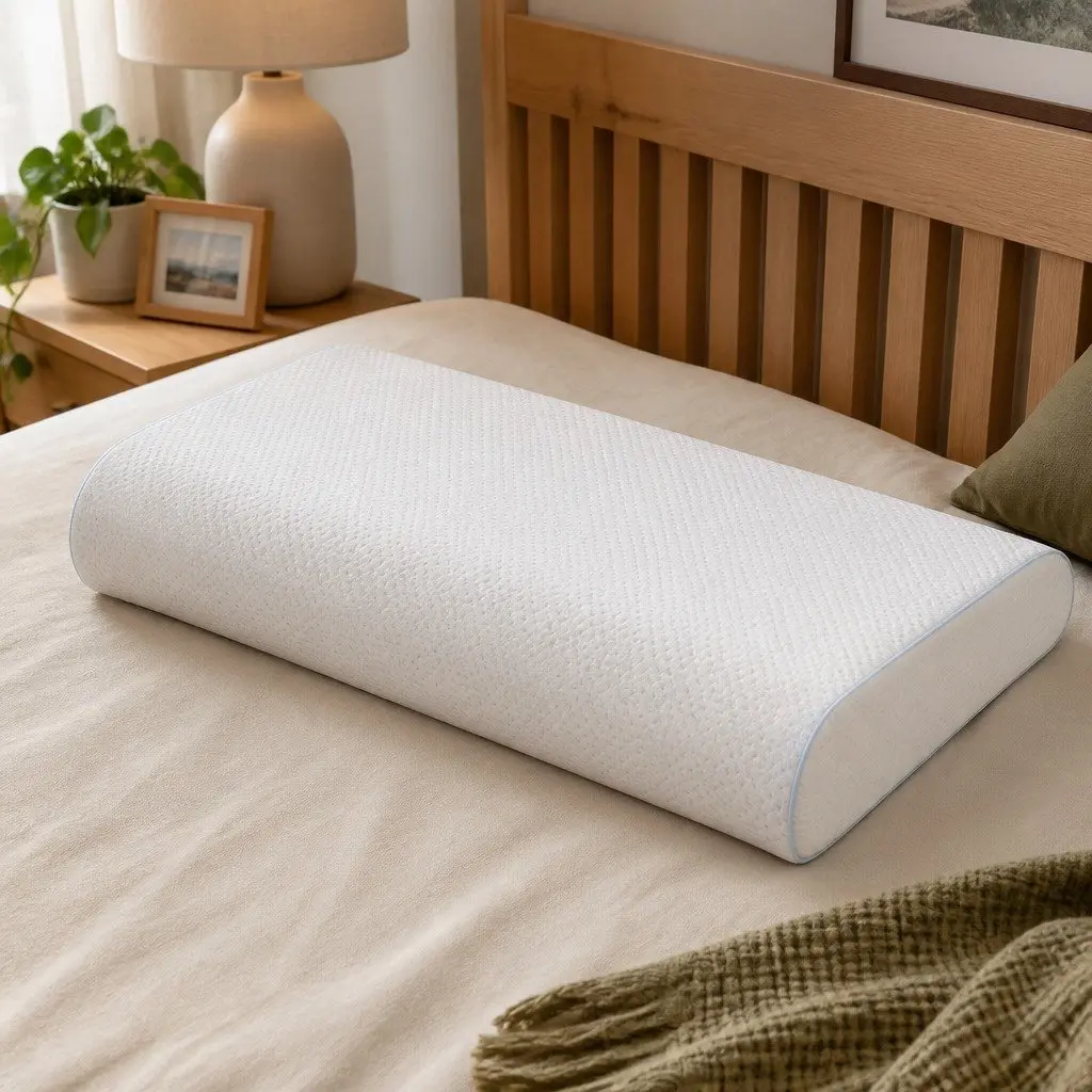 Memory Foam Pillow Neck Shoulder Support Ergonomic 60cm x 40cm White