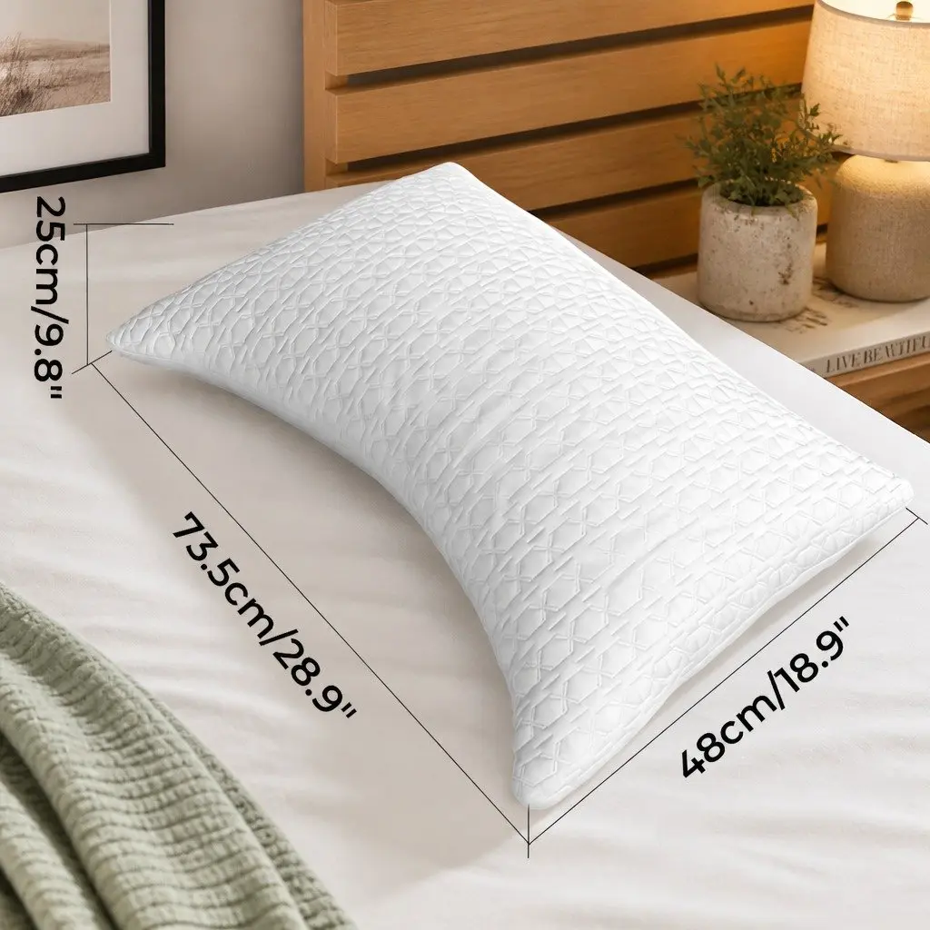 Memory Foam Pillow Neck Pain Relief Adjustable Loft Ergonomic Contour Side Sleeper White