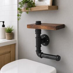 Dual-Function Floating Toilet Paper Holder and Shelf