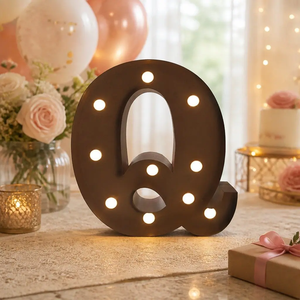 LED Metal Letter Light Free Standing Home Decor Warm Illumination