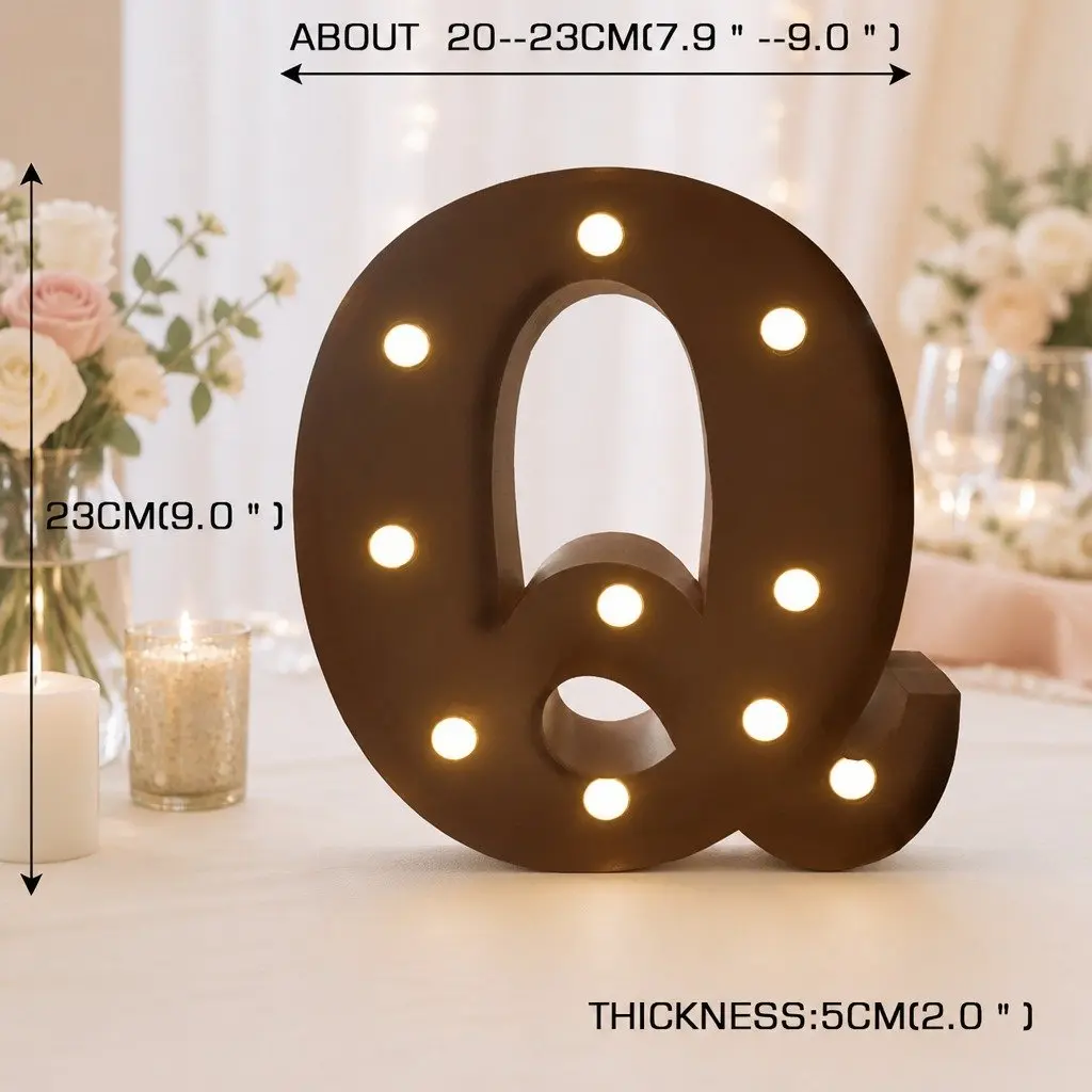 LED Metal Letter Light Free Standing Home Decor Warm Illumination