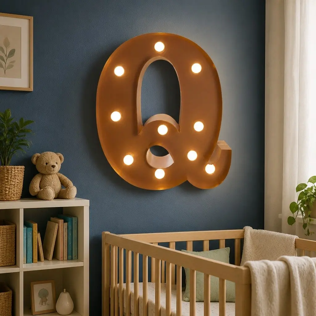 LED Metal Letter Light Free Standing Home Decor Warm Illumination
