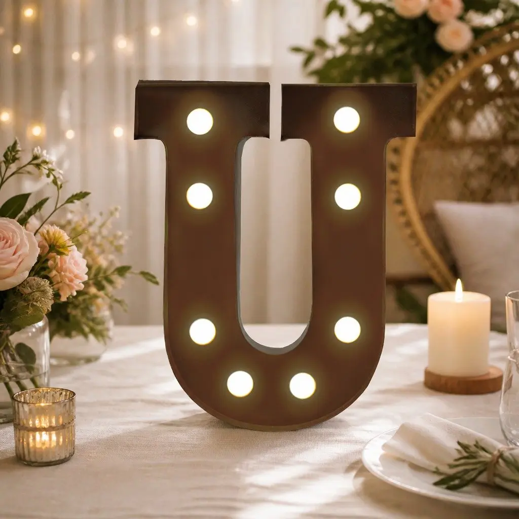 LED Metal Letter Lights Free Standing Marquee Alphabet Numbers Wedding Party