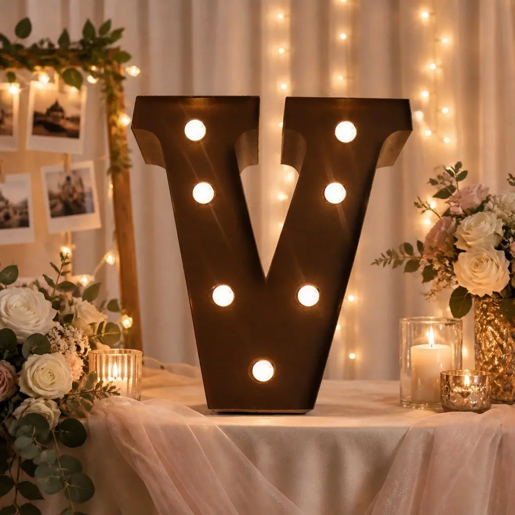 LED Metal Letter Lights Free Standing Marquee Alphabet for Party Wedding Home Decor