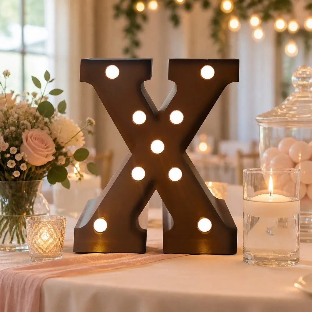 LED Metal Letter Light Free Standing Marquee Alphabet Home Decor