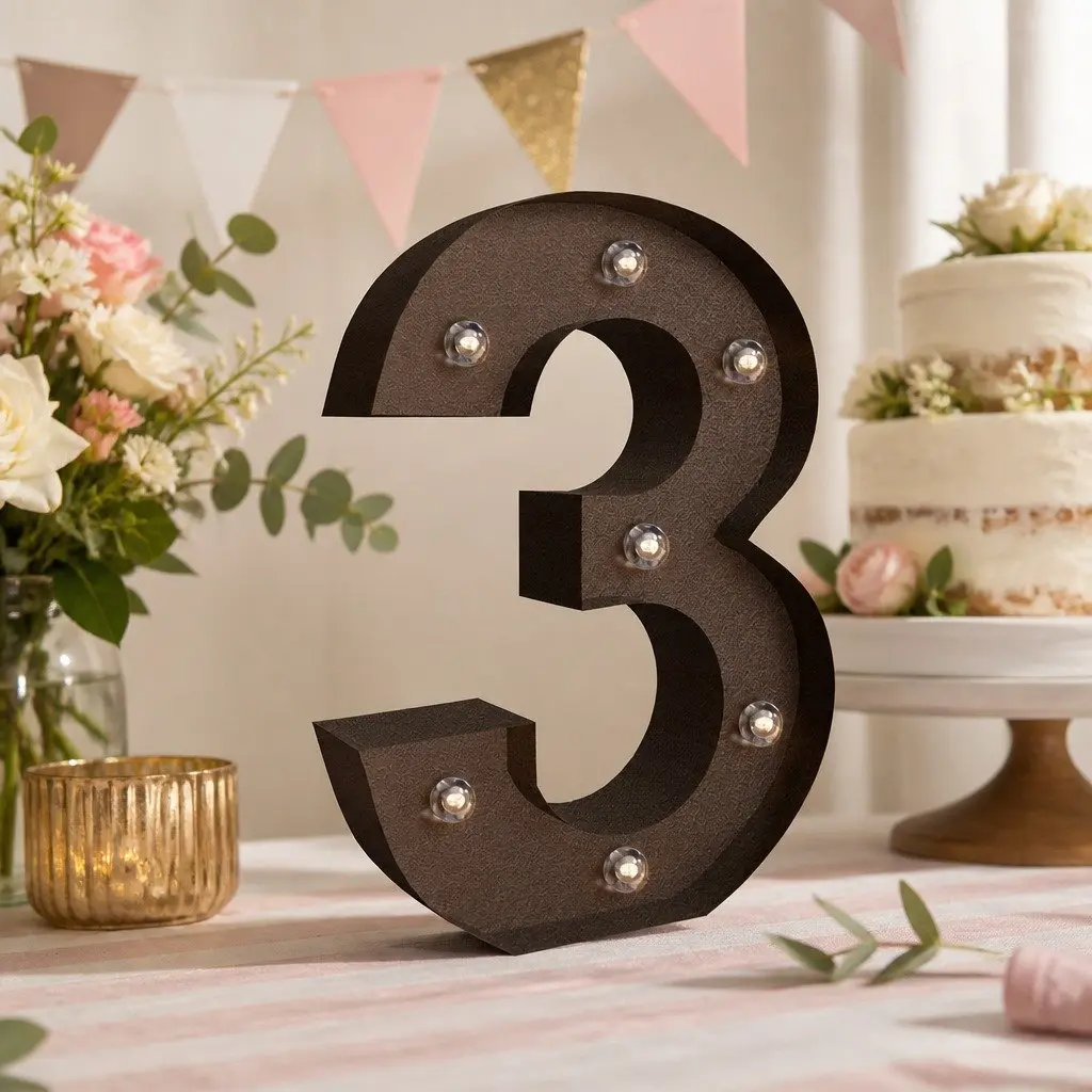 LED Metal Letter Number Lights Free Standing Home Decoration Size Options