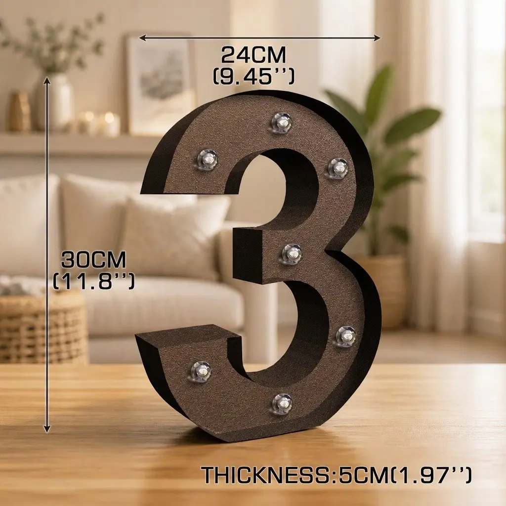 LED Metal Letter Number Lights Free Standing Home Decoration Size Options